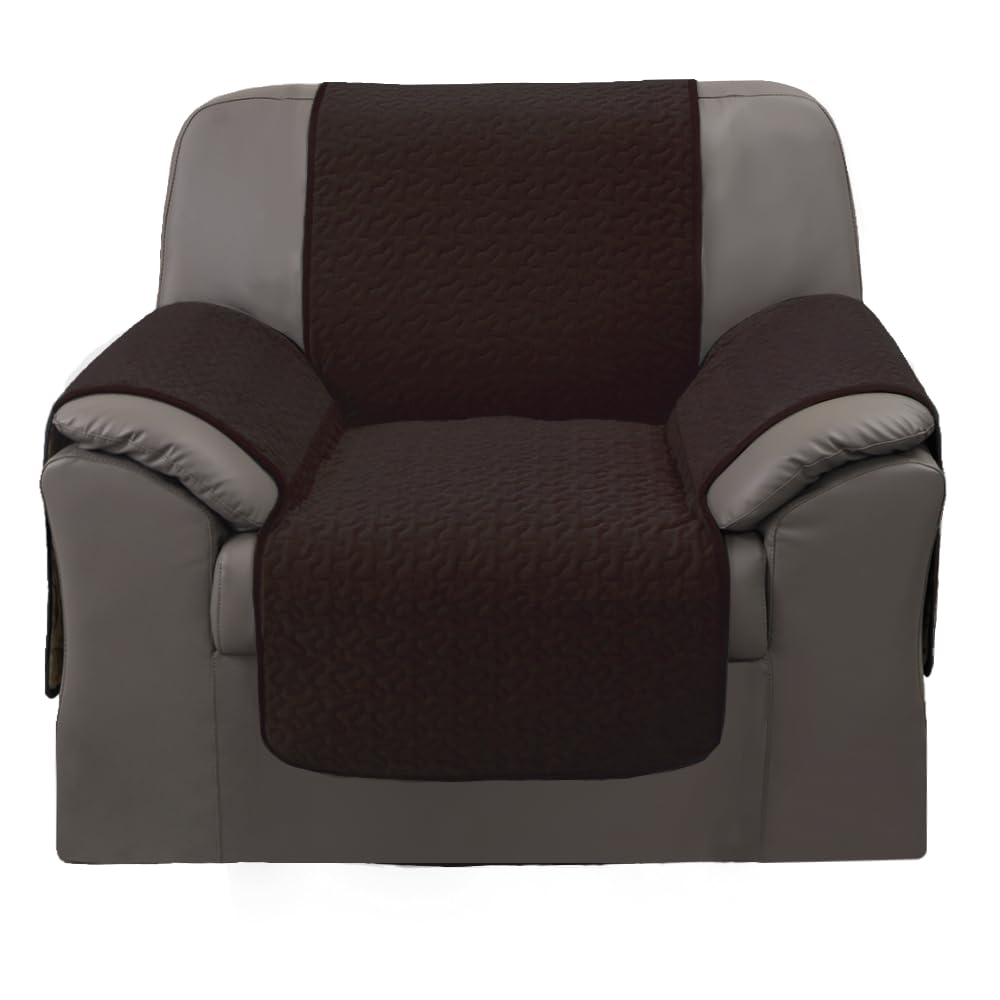 GFD Textiles - Cubre Sofa 1 Plaza 55 cm, Funda Sofa Relax, Cubre Sillon Relax, Fundas Sofá Acolchado, Protector Sofá Duradero Perros Gatos Mascotas (1 Plaza, Café)