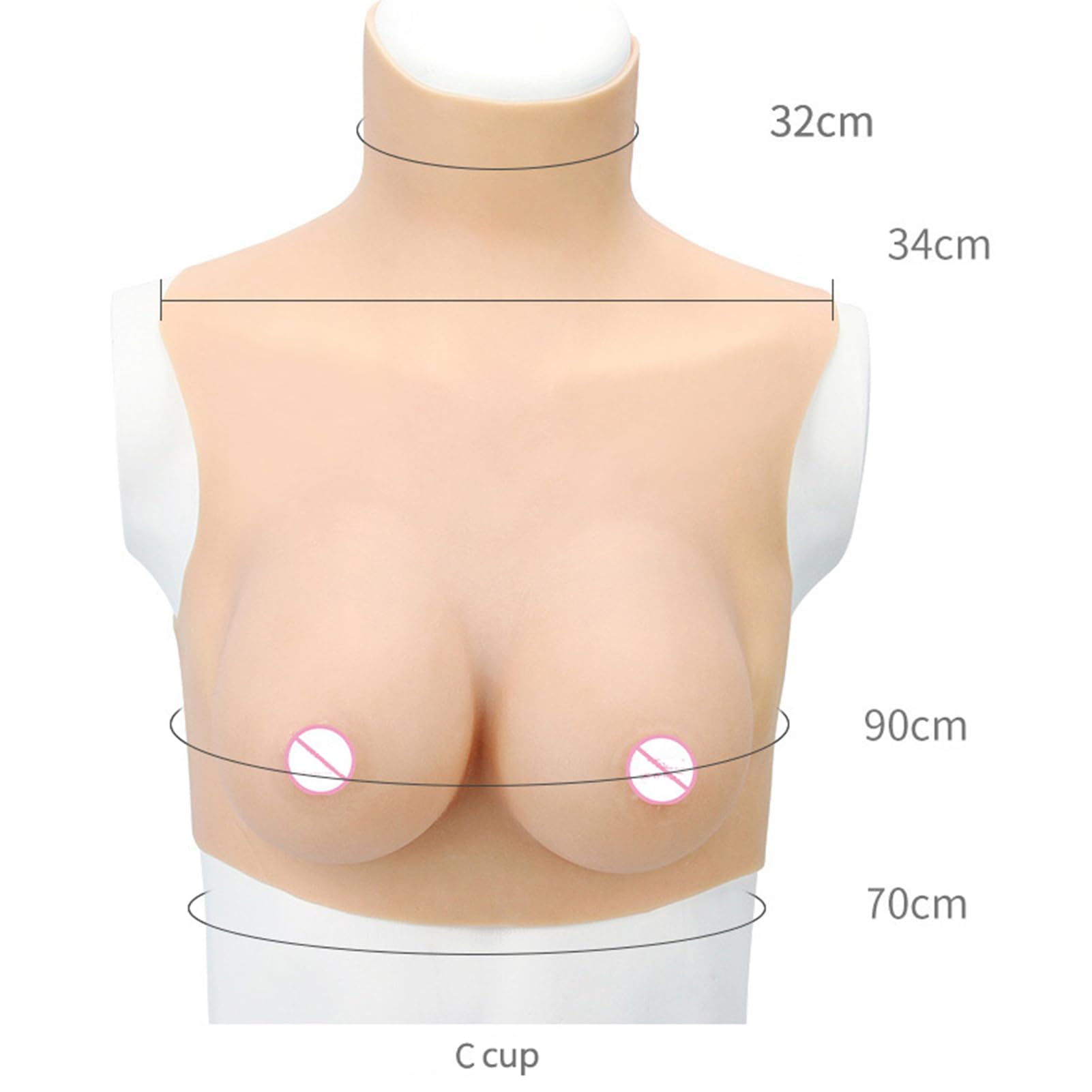 TUBETOP Faux Sein Demi-Longueur sans Peau Faux Sein Faux Poitrine Fournitures De Diffusion en Direct pour Cosplay Sein Artificiel Flesh-H