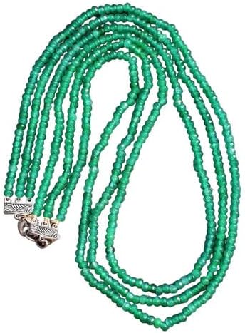 Untreated 192 Cts 3 Strand Green Onyx Faceted Womens Beaded Necklace CHIK_NECKLACE-32343