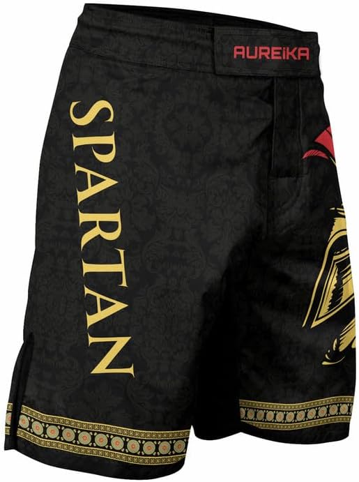 Spartan Men's MMA Shorts - BJJ Fight Shorts for Jiu Jitsu Muay Thai Grappling with Drawstring Inside