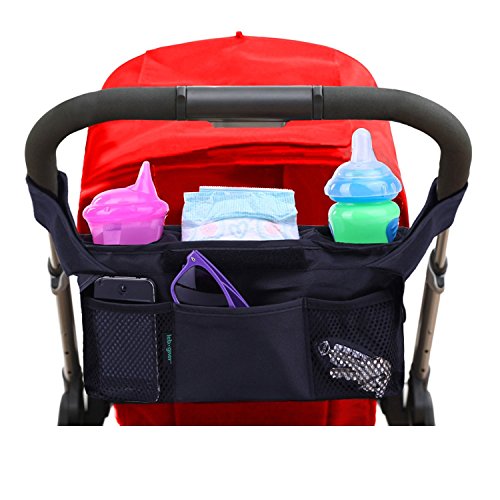 lebogner Luxury Stroller Organizer, Stroller Accessories, Universal Black Baby Diaper Stroller Bag, Stroller Cup Holder, Fits Most Strollers.
