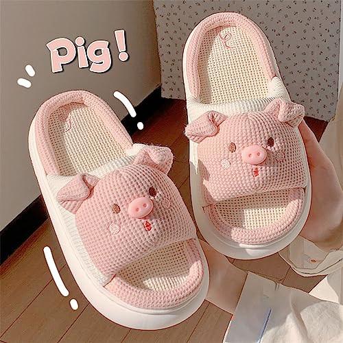 Jfxgjuv Pig Slippers, Cute Pig Slides for Women Cute Pig Cartoon Animal House Slippers Non-Slip Open Toe Thick Sole Beach Pool Shower Shoes Bathroom Sandals2