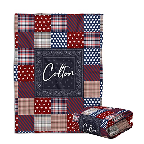 locobird Personalized Western Baby Blankets for Boys, Western Pattern Blankets, Cowboy Baby Blankets for Baby Boy, Baby Western Blankets, Custom Baby Blankets Name Fleece Blankets for Newborn Infant