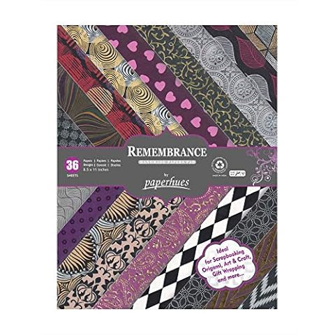 Paperhues Remembrance Handmade Scrapbook Collection Papers 8.5x11" Pad, 36 Sheets Cover