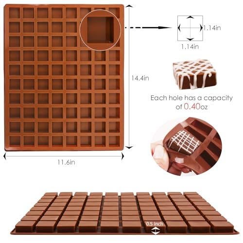Image of Sakolla Square Chocolate Mold, 80 Cavities Silicone Molds for Chocolate, Caramel, Praline, Ice Cube, Jelly, and Gummy (Coffee)