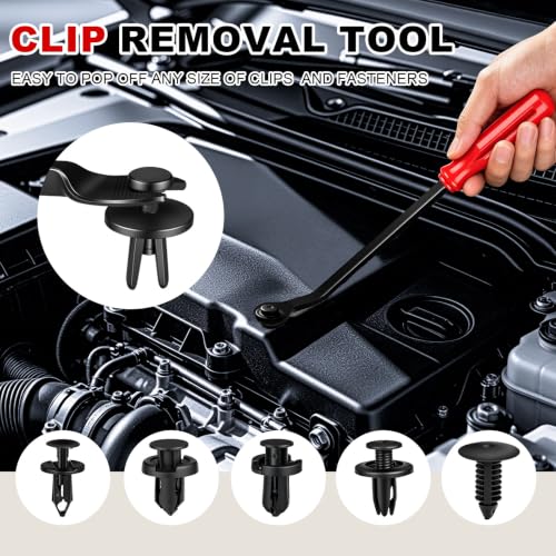 Image of 16Pcs Car Trim Removal Tool Set, Fastener Removal Tool with Stem Caps, Red