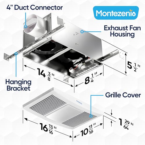 Image of Upgrade 110 CFM Bathroom Exhaust Fan with Light & Heater Combo