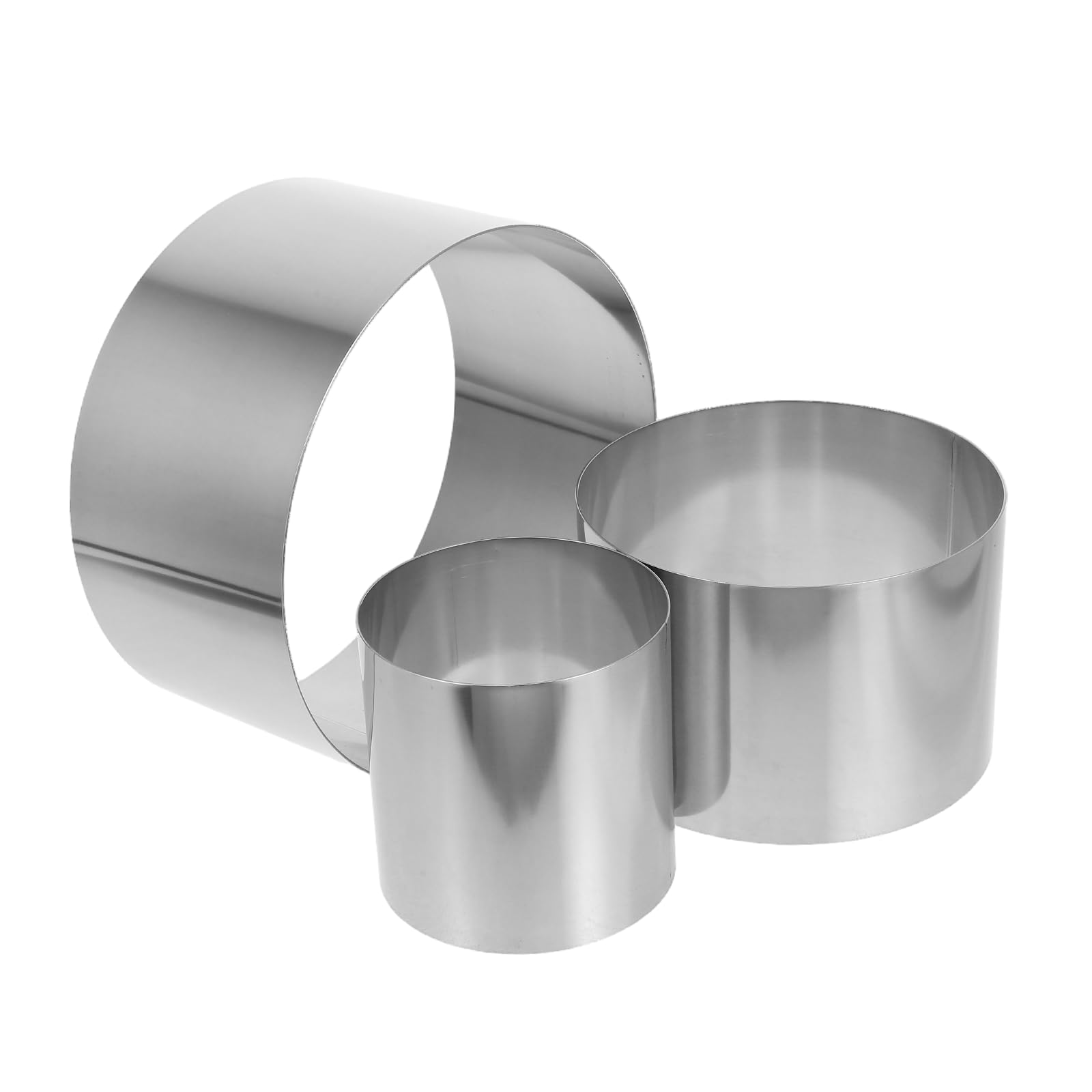 Gadpiparty Molde Redondo para Decorar Pasteles de Acero Inoxidable 3 Piezas Altura de 10cm, Anillos para Hornear Ideales para Fiestas y Repostería Casera
