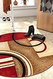 Well Woven Deco Rings Red Geometric Modern Casual 5 Round (5'3' Round) Area Rug Easy to Clean Stain...