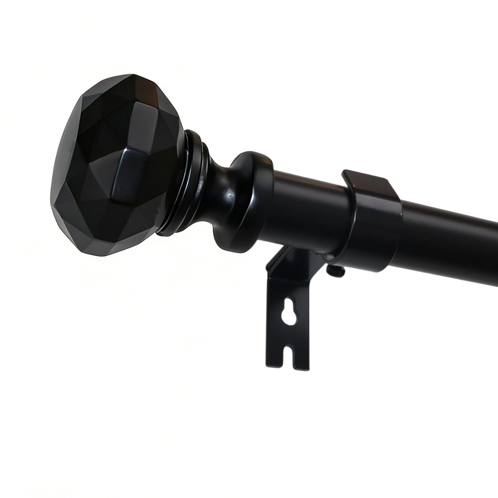 MYGOALII 70-157cm 25mm Diameter Extendable Black Curtain Pole for Eyelet Curtains, Metal Curtain Poles with Multi-Piece Assembly，Including Adjustable Brackets and Sprinkle Oval Finials
