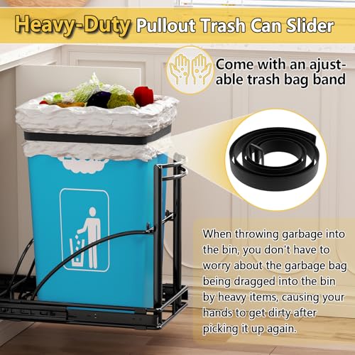 Image of Under Sink Trash Can Pull Out, Fits 7-13 Gal /50 Qt Bins | Under-counter kitchen pull-out kit; No garbage bin; Fits min. 13 inchW x 17 inchD x 17 inchH cabinets; Waste storage organizer Black