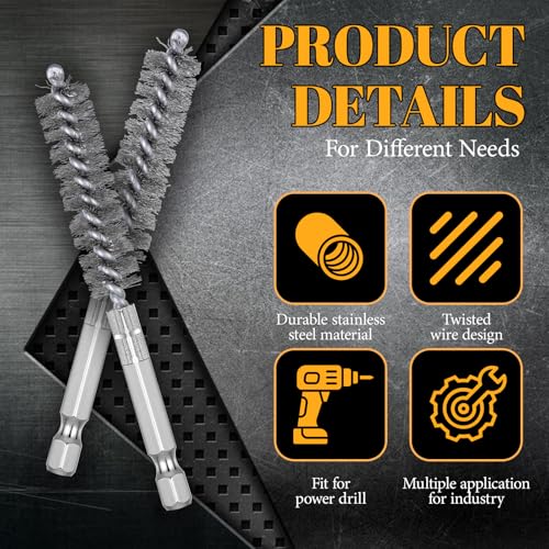 Image of 24 Pcs Bore Brush for Drill, Stainless Steel Bore Brush Set Wire Cleaning Brush for Power Drill Impact Driver Wire Bore Cleaning Tubes Brush Set (8 /10 /12 /15 /17 /19MM)
