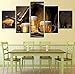 5 panneau avec toile encadrée Art tasse bière peintures impressions sur toile mur Art photo pour la maison chambre décorations modernes 150x80 cm