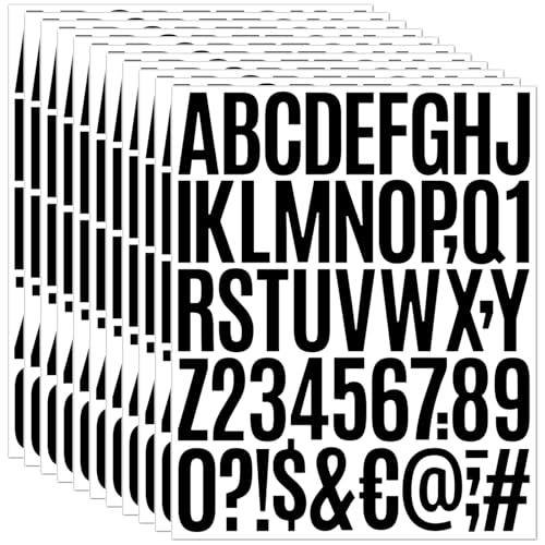1000 Pcs 2 Inch Waterproof Vinyl Mailbox Letter and Number Stickers Black