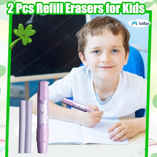 FunBlast PenShaped Erasers – Retractable Eraser, Press Mechanical Rubbers with 2 Pcs Refill Erasers for Kids Students, Stationery Gift for Kids, Return Gift (Purple) - Image 9