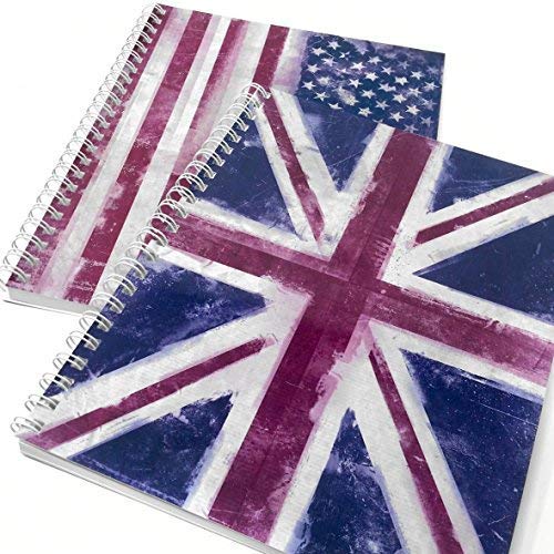 Monster Stationery - A4 Lined Notebook - 160 Perforated 80gsm Pages - Made in UK - Distressed Flag Series - One of Each