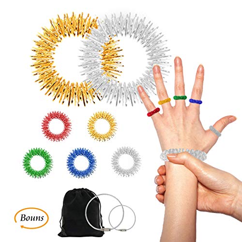 Acupressure Rings and Bracelets Massagers Set for Finger and Hand Wrist Massage Pain