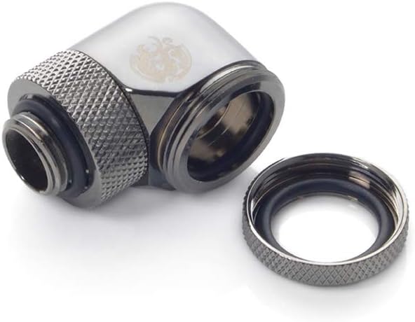 Bitspower G1/4" to Enhance Multi-Link Adapter Fitting for 16mm OD Rigid Tubing, 90 Degree Rotary, Black Sparkle
