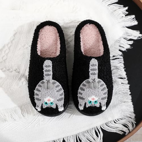 Image of Highland Cow Slippers for Women Plush Scottish Highland Cow Animal Slippers Warm Non Slip Home Indoor Slippers