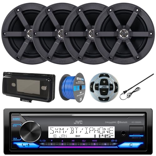 In-Dash Single DIN Headunit Bluetooth Radio USB AUX AM/FM Digital Media Marine Receiver w/ Wired Remote, 2 Pairs (QTY 4) 6.5