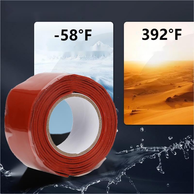 Image of Pipe Repair Tape, 2.5cmx1m Waterproof Strong Stickness Pipes Repair Supply for PVC PPR Pipe Metal Pipe Iron Casting Pipe Ceramic Glass and more(Red)