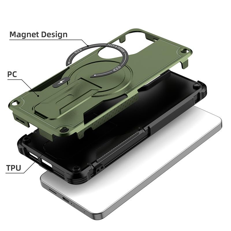 Image of US LITE Back Cover for Samsung Galaxy S26 Plus with Portable Kickstand | MagSafe Compatible Magnetic Case | Shockproof Military Grade Protection | Extreme Protection Phone Cover - Green