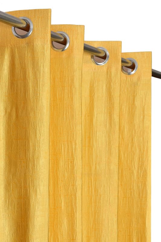 MOGNE FABPolyester Plain Solid Door Curtains 8 feet Long Set of 2 parda, Yellow