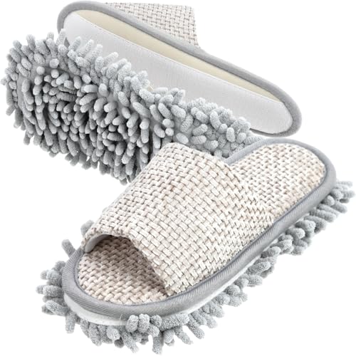 [Kind Slipper] 【掃除専門のプロも推薦】 モップスリッパ お掃除スリッパ ルームシューズ 室内 お掃除 洗える (アイボリー L)の商品画像（Amazon）