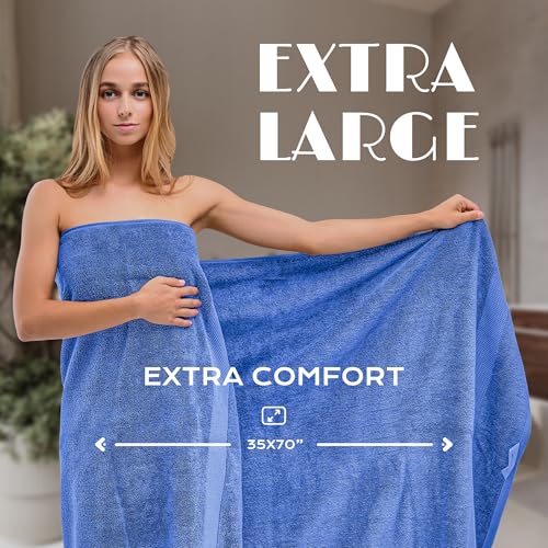 Image of White Classic Luxury Soft Bath Sheet Towels - 650 GSM Cotton Luxury Towels Extra Large 35x70 | Highly Absorbent and Quick Dry | Hotel Quality, Light Blue, 2 Pack