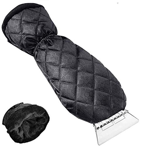 Unique Store Grattoir à Glace avec Gant Doublure chauffante Pare-Brise Neige Grattoir Elastique Enserré Raclette Pare Brise 38 * 19cm