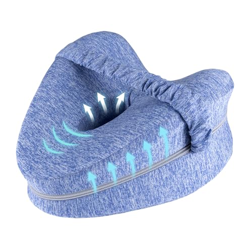 HUAXITRA Knee Pillow for Sleeping on Side Leg Pillow, Memory Foam Pillow for Side Sleepers, Ergonomic Side Sleeping Pillows Pregnancy Bed Leg Cushion Orthopaedic Leg Pillows for Sleeping (Blue)