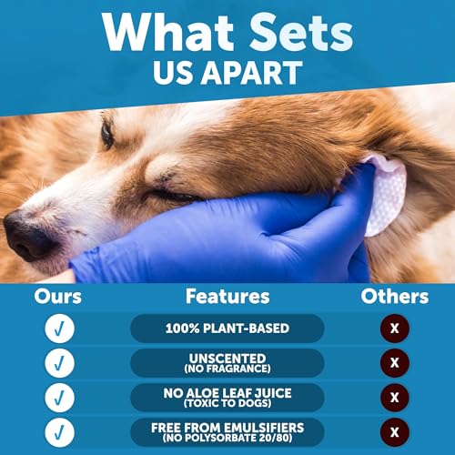 Image of Dog Ear Wipes - 100 Count - Unscented Ear Wipes for Dogs 100% Plant-Based