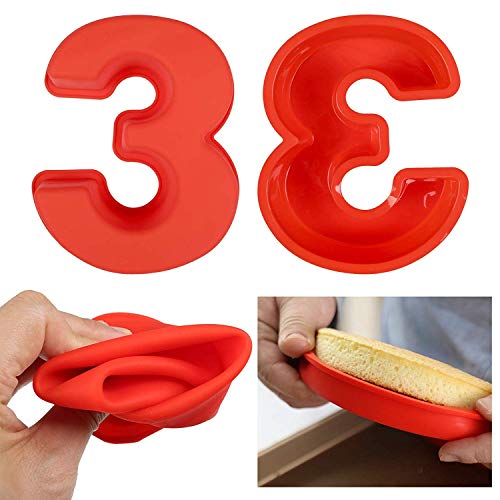 Large Number 3 Cake Baking Pan, Silicone 3D Cake Mold for Birthday and Wedding Anniversary, Perfect Gift for Baking Lovers, 10.2 x 8.3 x 2.4 Inch (3)