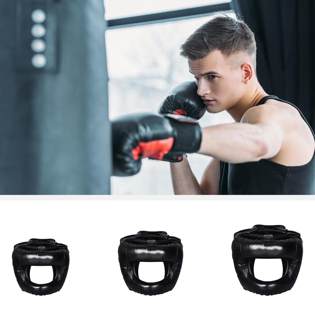 PU Leather Boxing Headgear 360 Degree Surround Head Protections Equipment Closed Type for Boxing Training Kickboxing