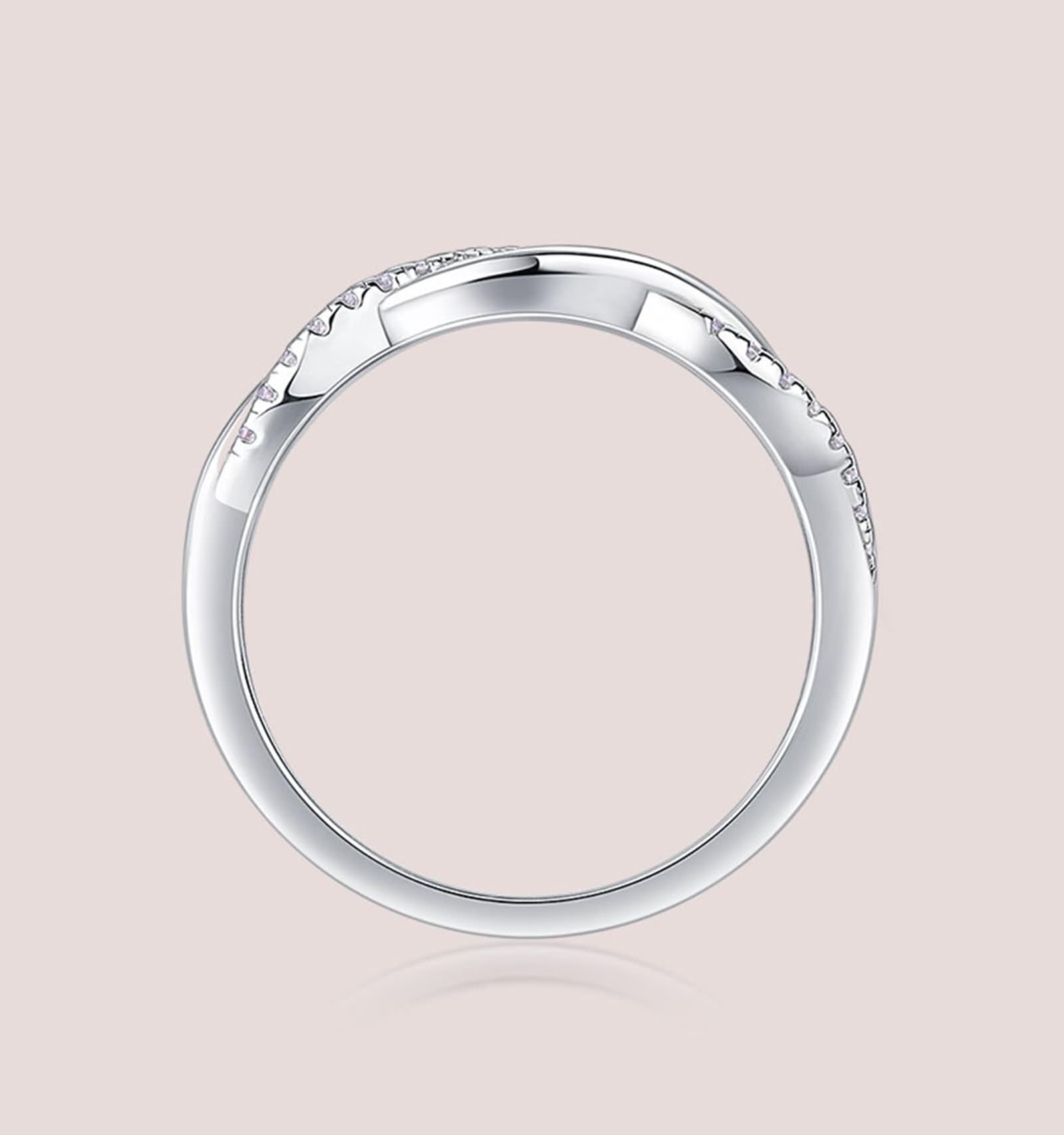 Anello da donna delicato sottile, anello da donna attorcigliato con moissanite argento bianco 14 carati, misura 14 (17,2)