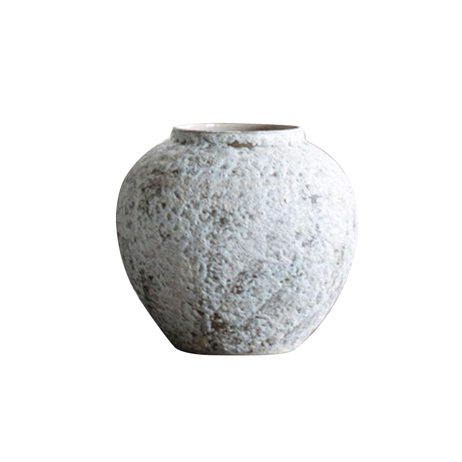 Handmade Rough Vase, Simple Dried Flower Vase, for Living Room Countertop, Study Room, Dining Table, Fireplace, Office, Ceramic, Round(Size:22 * 22 * 22CM,Color:White A)