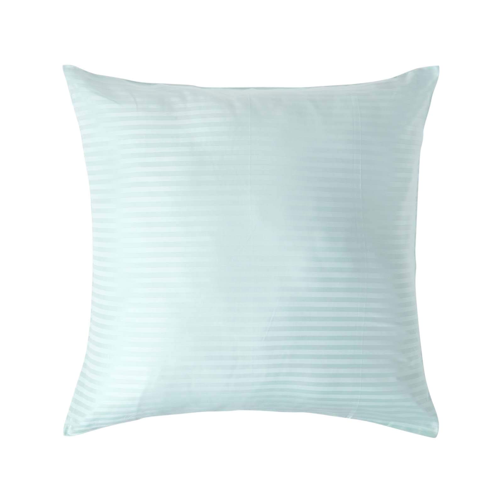HOMESCAPES Blue Pure Egyptian Cotton Euro Size Pillowcase 80 x 80 cm 330 TC 500 Thread Count Percale Equivalent Satin Stripe Pillow Case with Zip Pack of 4 โ image 1