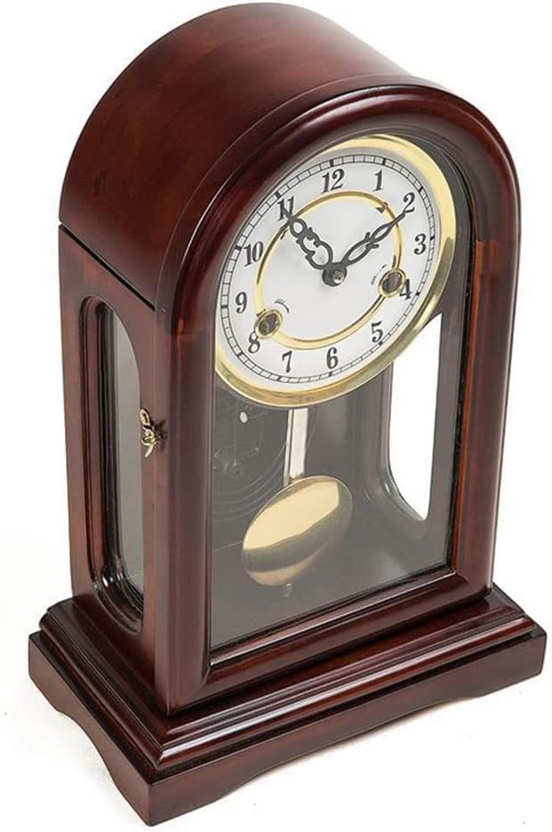 Copper Movement Mechanical Seat Clock Wood Dot Pendulum Winding Chain Spring Chinese Table
