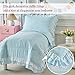 Shxime 4 Pieces Double Layer Toddler Bedding Set - Baby Blue & White Ruffle Fringe 4 Pieces Toddler Bed Set - 1 Comforter + 1 Fitted Sheet +1 Flat Sheet +1 Pillowcase for Baby Boys and Girls Baby Blue