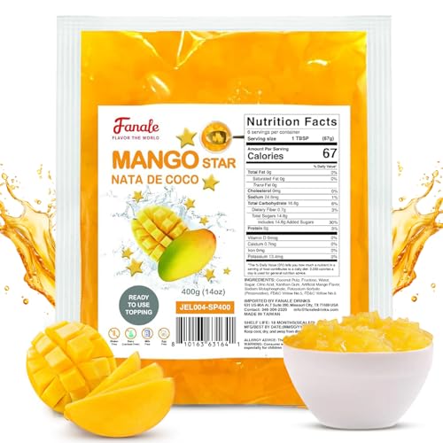 Fanale Coconut Jelly Topping nata de coco for Bubble Tea | Mango Star Jelly Topping for Boba Tea,...