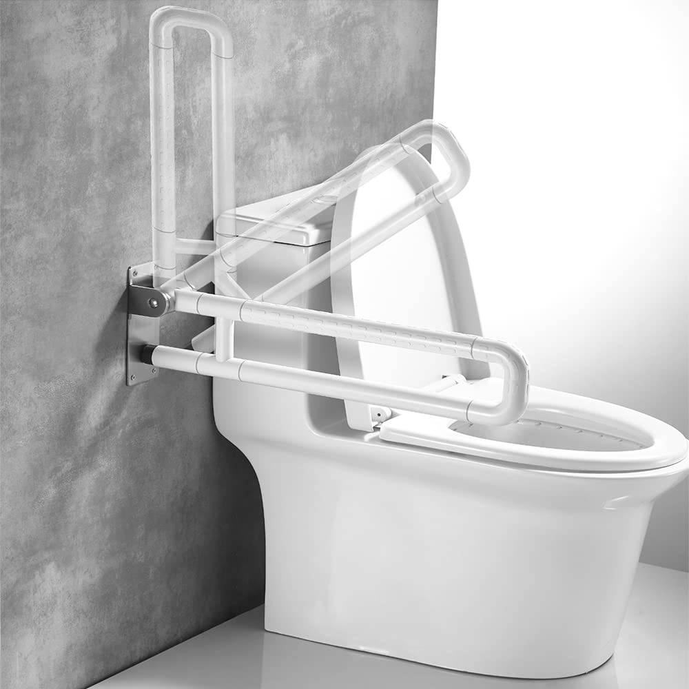 Barra Abatible Baño Minusvalido, Barras De Agarre WC, Barra de Apoyo para Inodoro, pasamanos Antideslizantes, Agarre De Apoyo para Personas Mayores De Pie 60cm(Color:Amarillo)