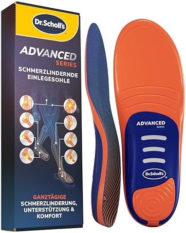 Dr. Scholl’s Advanced Schmerzfrei-Einlagen Herren Damen, robuste orthopädische Einlagen für Arbeits­schuhe & Stiefel, Plantarfasziitis & Fußgewölbestütze, stoßdämpfend, belastbar b