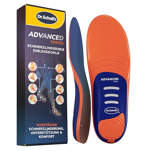 Dr. Scholl’s Advanced Schmerzfrei-Einlagen Herren Damen, robuste orthopädische Einlagen für Arbeits­schuhe & Stiefel, Plantarfasziitis & Fußgewölbestütze, stoßdämpfend, belastbar bis 150 kg, 43.5-44