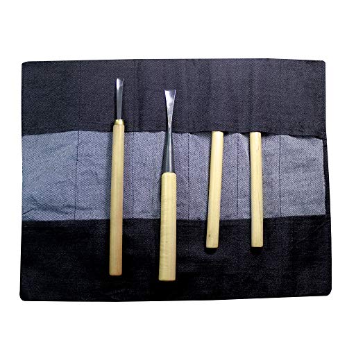 YOGEON Wood Spoon Carving Tools, 4-in-1 Wood Carving Kit ith Portable Canvas Bag for Spoon Bowl Cup Woodworking