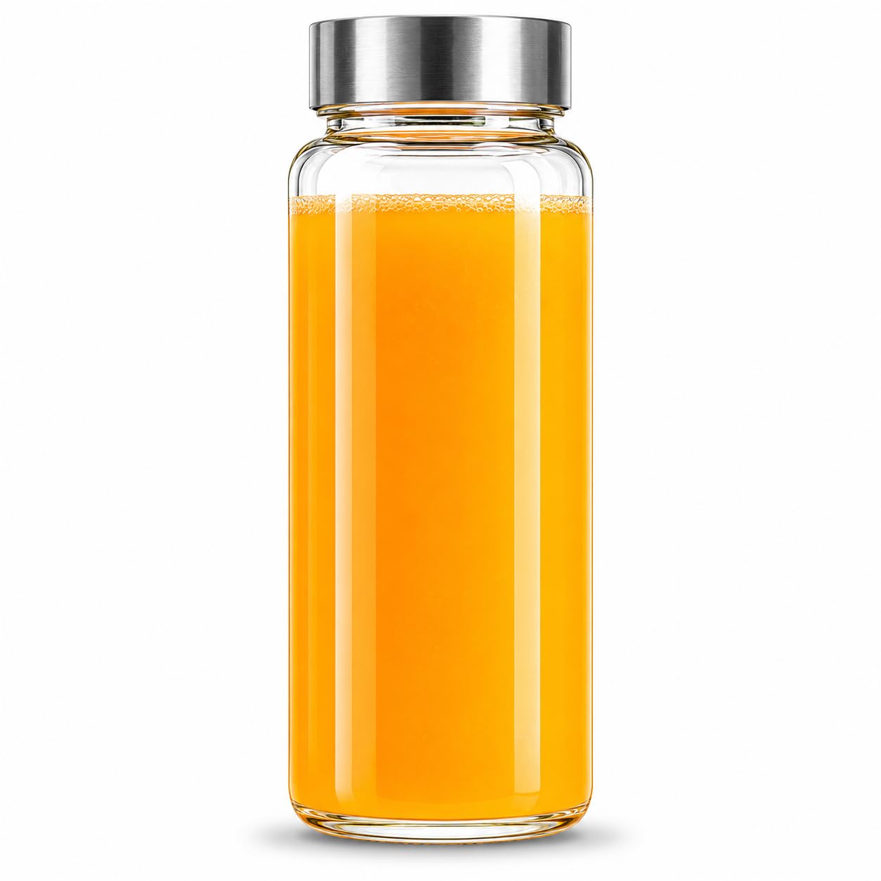 ME JO Glass Juice Bottle 600ml | Borosilicate Glass with Stainless Steel Leak-Proof Lid | BPA-Free Reusable Bottle for Juice, Smoothies, Cold Brew & Water