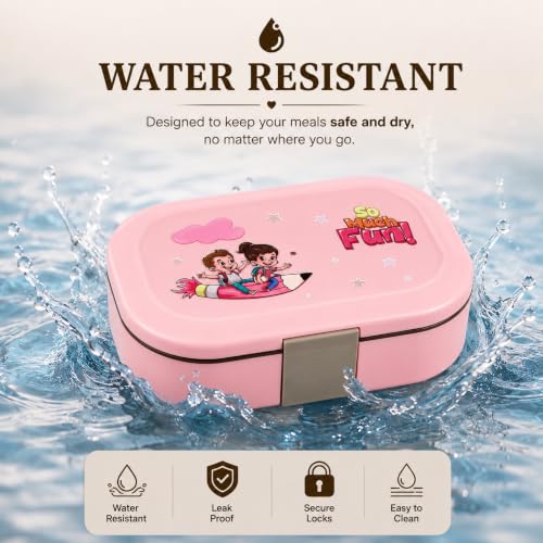 Image of Stainless Steel Lunch Box | Tiffin Box for School Office College | Lunch Box with Spoon & Small Container (Pink 1 Brunch Box)