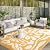 Wonnitar Outdoor Rugs 8x10,Waterproof Large Plastic Outdoor Patio Rug Clearance,Reversible Outside Portable Camping Mat,Abstract Floral Lightweight Carpet for Balcony Beach RV Camper (Orange, 8'x10')