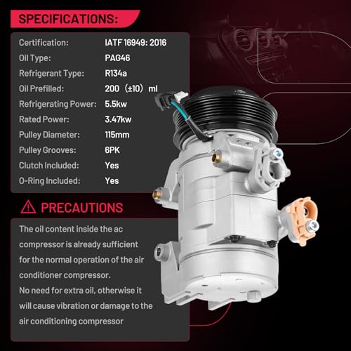BDFHYK Air Conditioning A/C Compressor with Clutch Compatible with Ford F-250 F-350 Super Duty 6.2L 2017-2019, F-450 F-550 Super Duty 6.8L 2017-2019, Replacement HC3H19D629CC HC3Z19703B