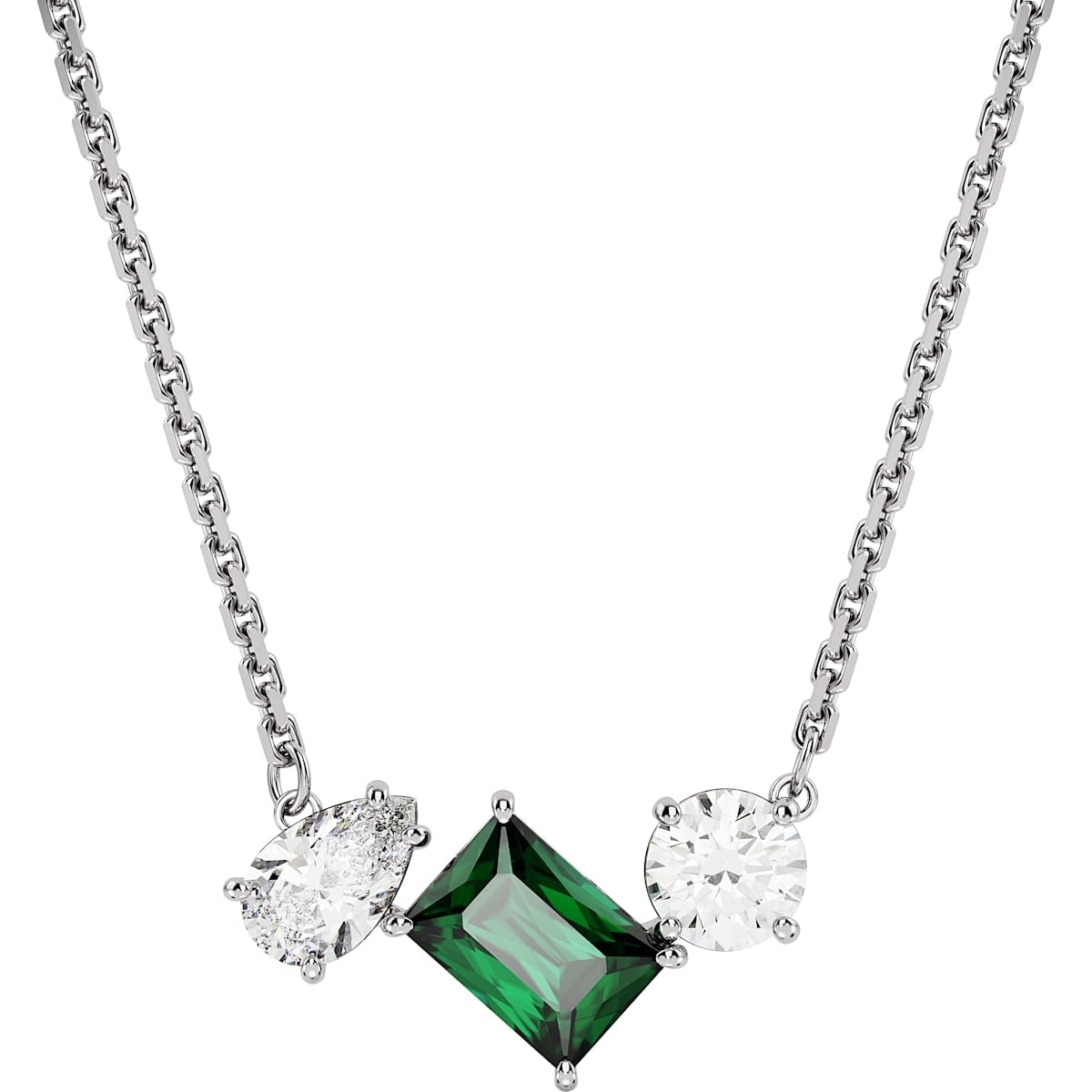 Mesmera pendant, Mixed cuts, Green, Rhodium plated