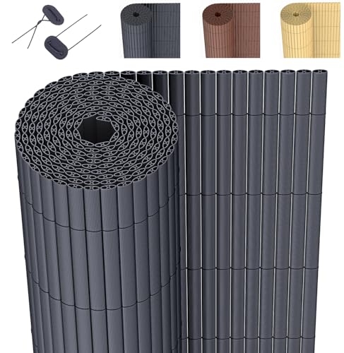 DVAURLIAN PVC Sichtschutzmatte, Balkon Sichtschutz mit Kabelbindern, Sichtschutzzaun Wasserdicht Windschutz für Garten, Balkon und Terrasse (Anthrazit, 90x300cm)